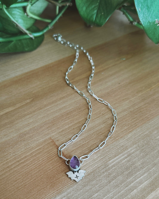 Amethyst Bat Necklace