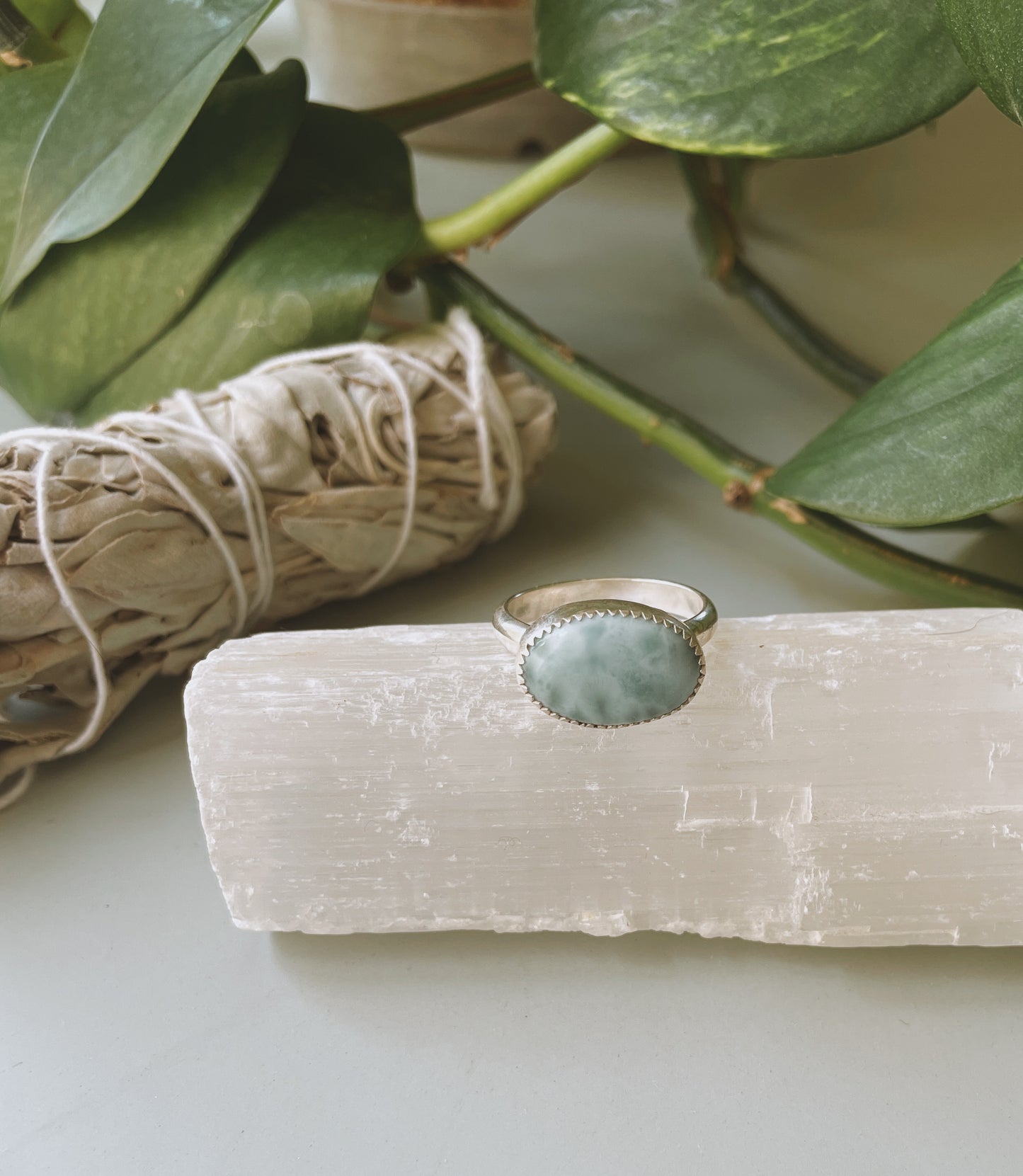 Horizontal Ring Larimar <Size 8.5>