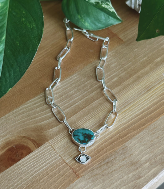 Turquoise #8 + Evil Eye Necklace