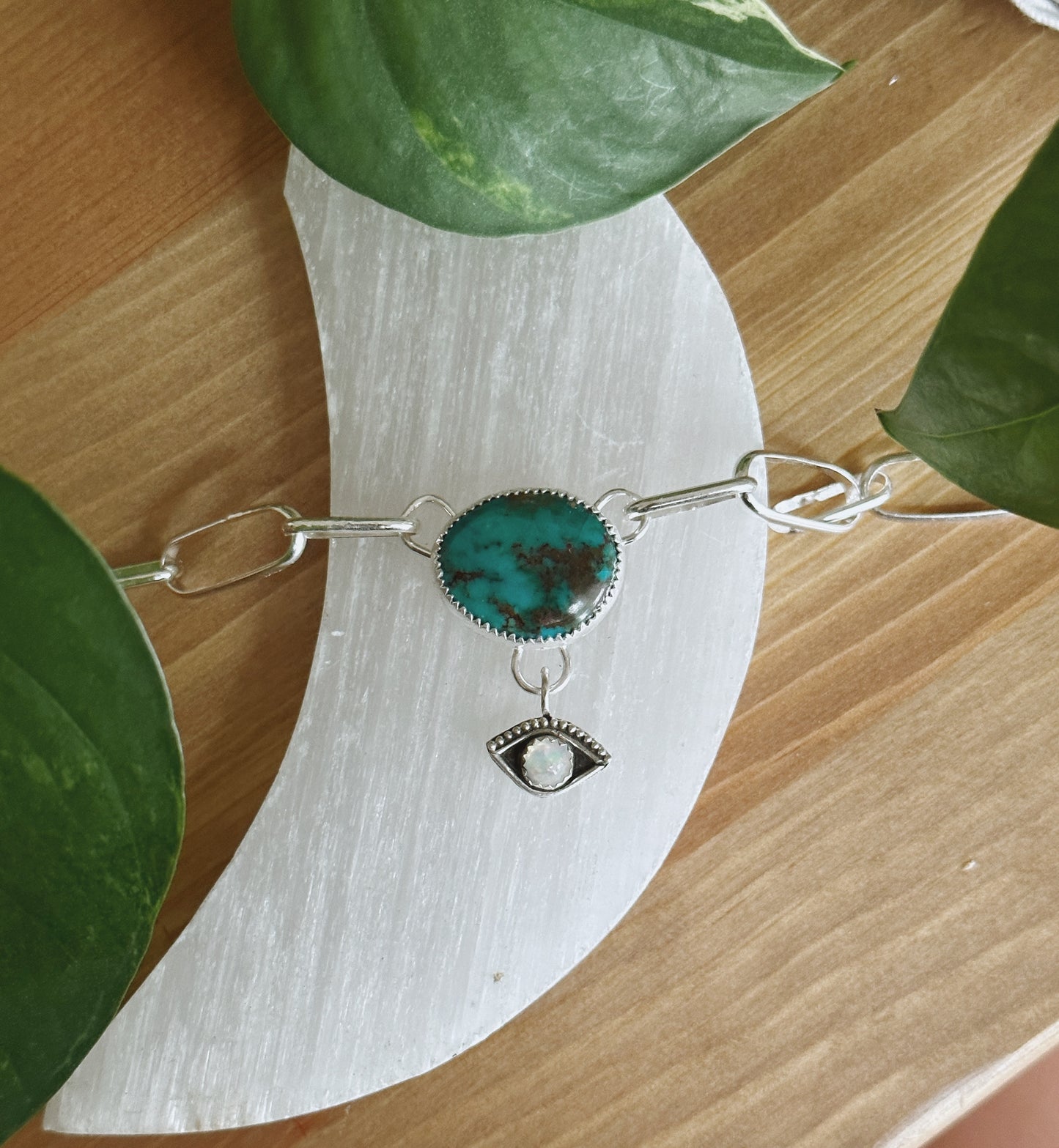 Turquoise #8 + Evil Eye Necklace