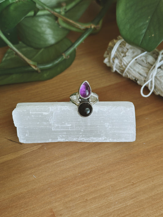 Onyx & Amethyst Ring