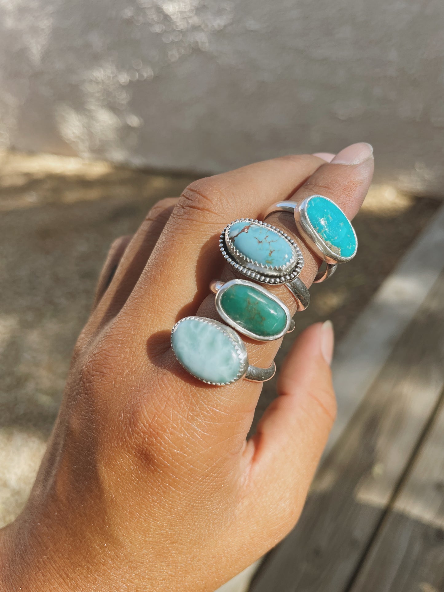 Horizontal Ring Larimar <Size 8.5>